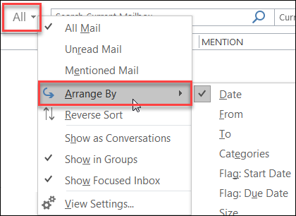 outlook for mac shows a letter instead of a number for unread messages